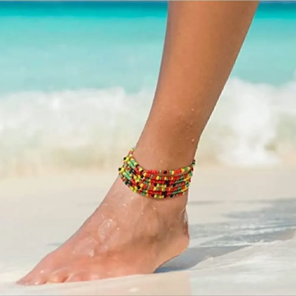 Áfrican Rainbow Dyed Seed Bead Bracelets ( 4 Pc)